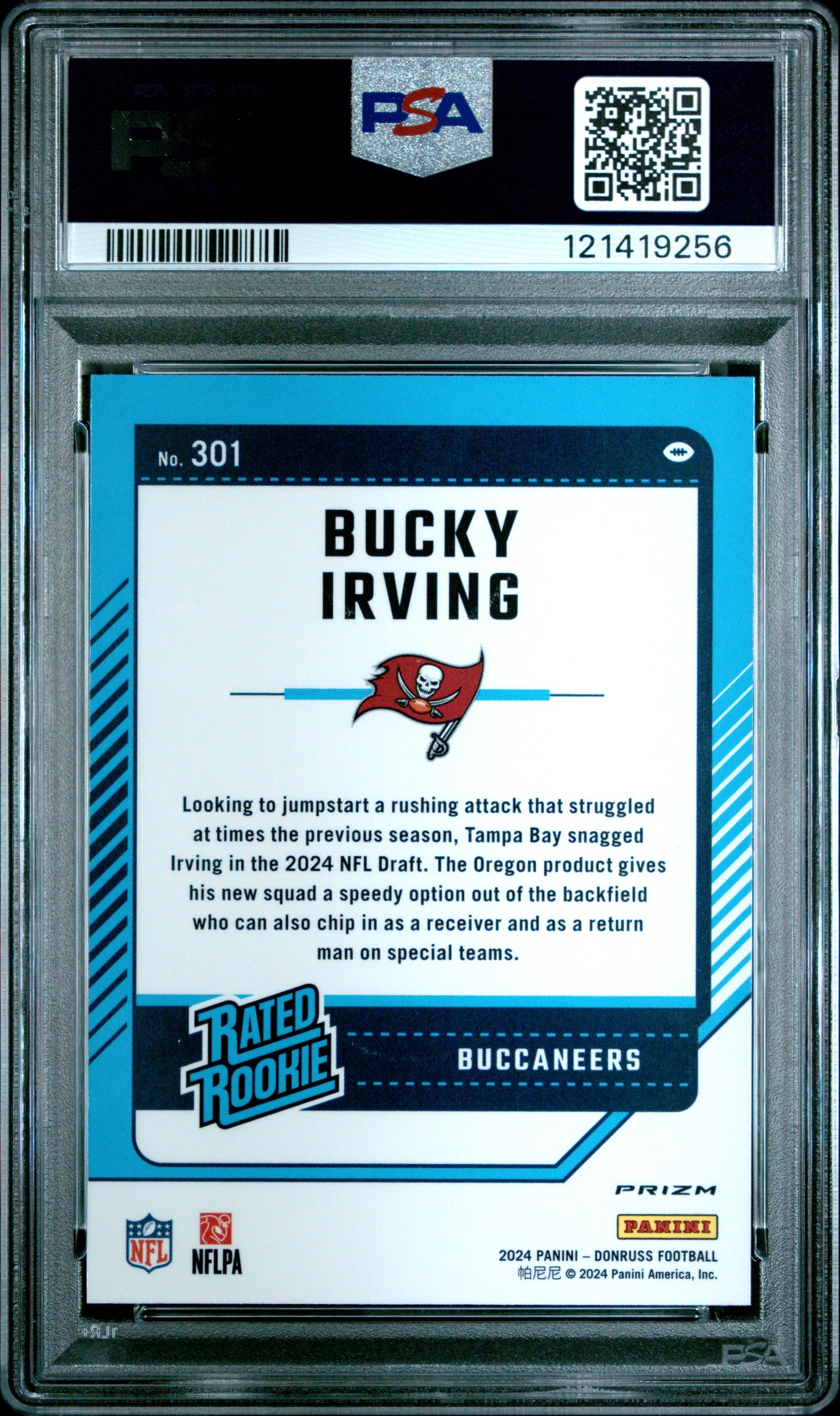 2024 Panini Donruss Bucky Irving #301 Optic Preview Red Wave PSA 10