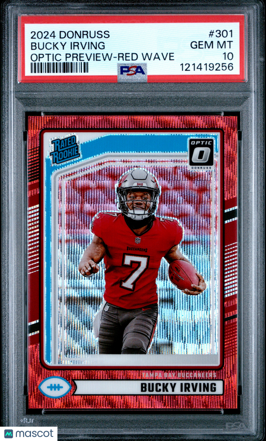 2024 Panini Donruss Bucky Irving #301 Optic Preview Red Wave PSA 10