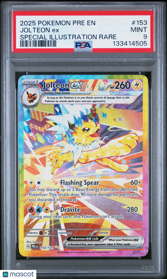 2025 Pokemon Pre EN-Prismatic Evolutions Jolteon EX Special Illustration Rare PSA 9 #153